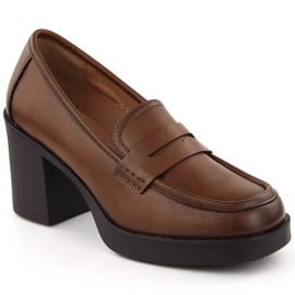 Sapatos femininos com salto alto, marrom Potocki 12451 castanho