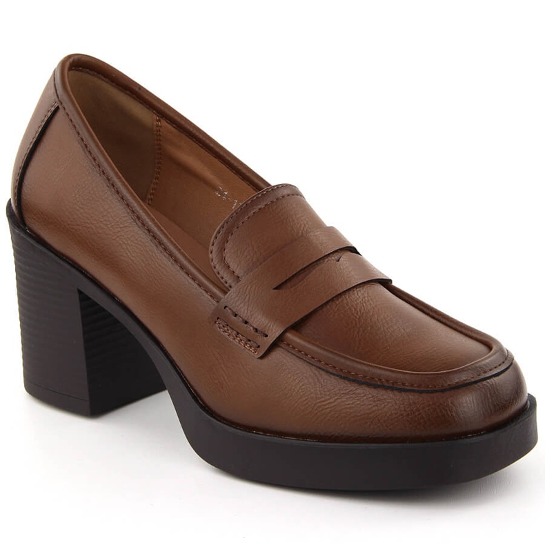 Sapatos femininos com salto alto, marrom Potocki 12451 castanho