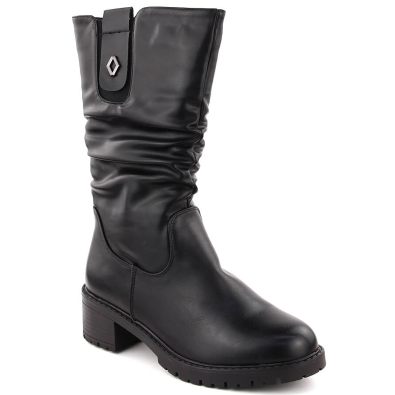 Botins femininos de salto alto, pretos, Unisoft 7993