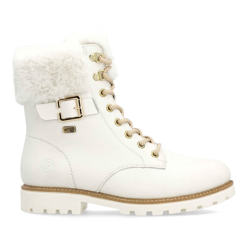 Botas femininas impermeáveis ​​de couro, brancas Remonte D8481-80 branco