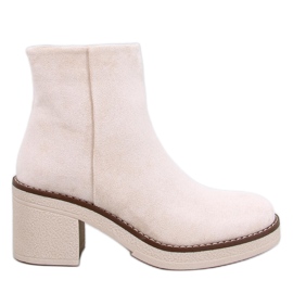Eliza Botins de camurça bege com salto largo Eliza Botins de camurça bege com salto largo