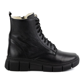 WASAK Botas femininas de couro com isolamento de inverno 0660W pretas preto