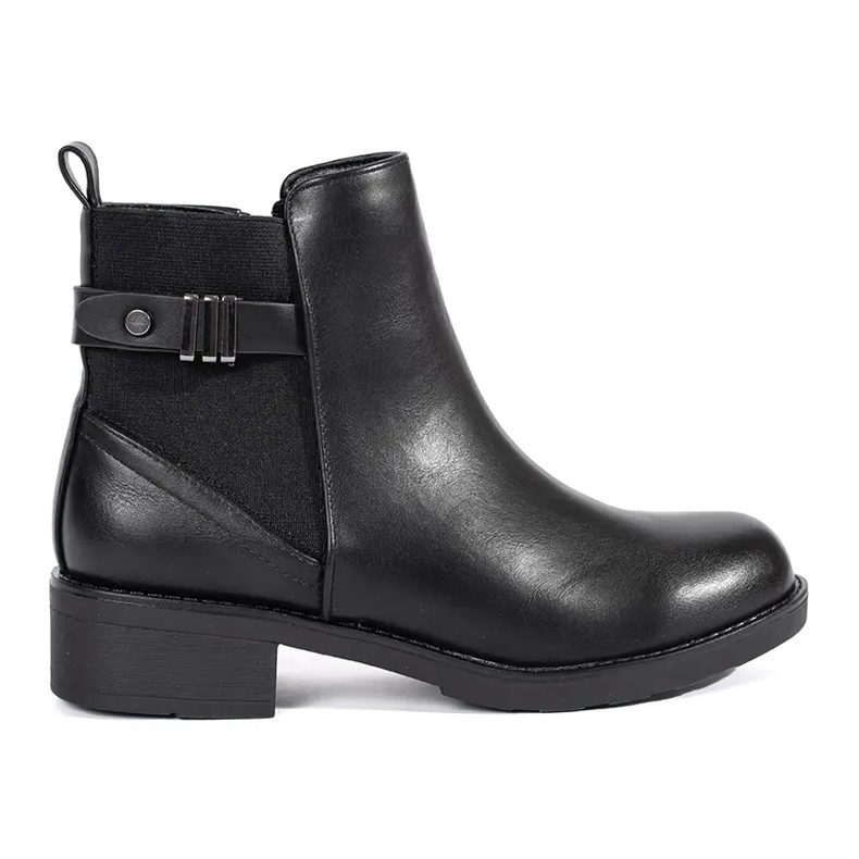 Botas Chelsea pretas femininas com salto baixo preto