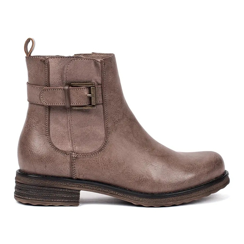 Botas femininas marrons de salto baixo castanho