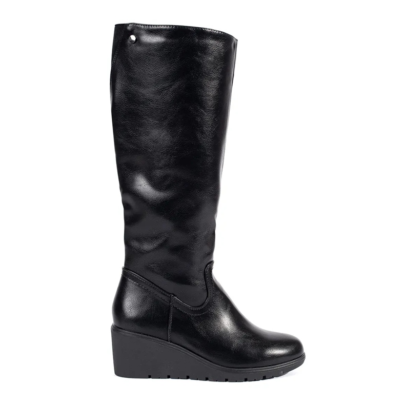 Botas de cunha femininas negras preto