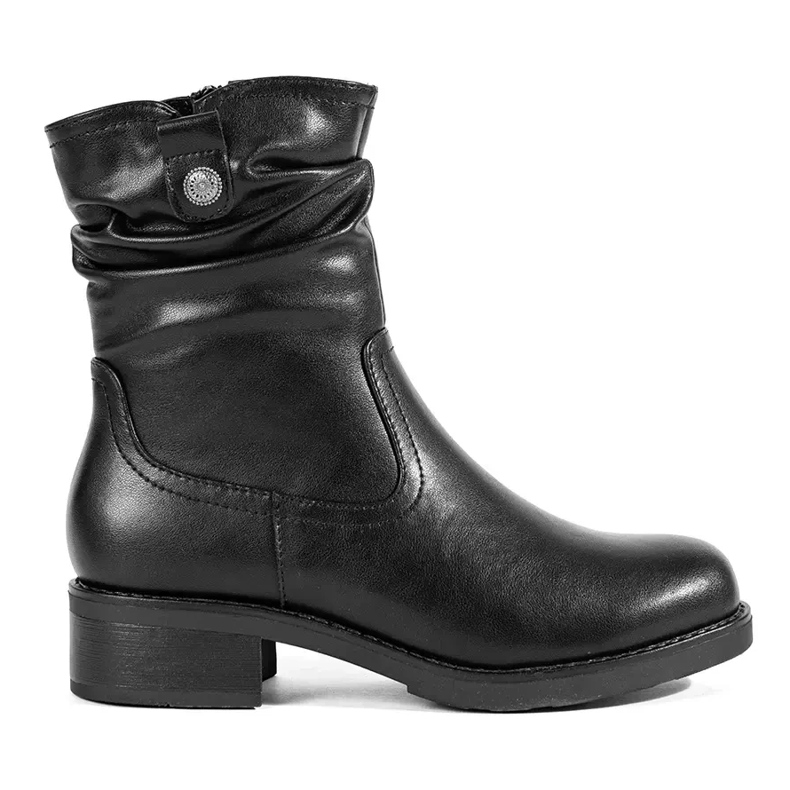 Botins femininos com isolamento de couro preto por Sergio Leone