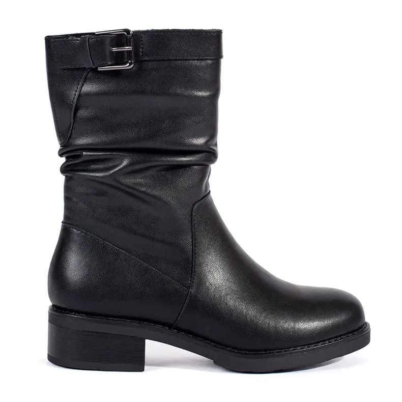 Sergio Leone Botins femininos com isolamento de couro preto