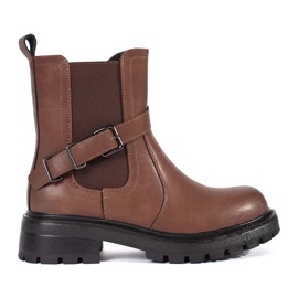 Botas femininas Chelsea de couro marrom com plataforma Sergio Leone