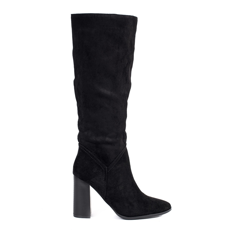 Botas femininas de camurça preta preto