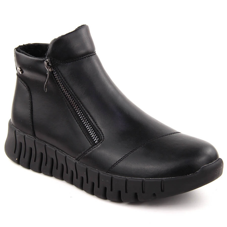 Botins femininos de couro preto na plataforma por Filippo DBT6345