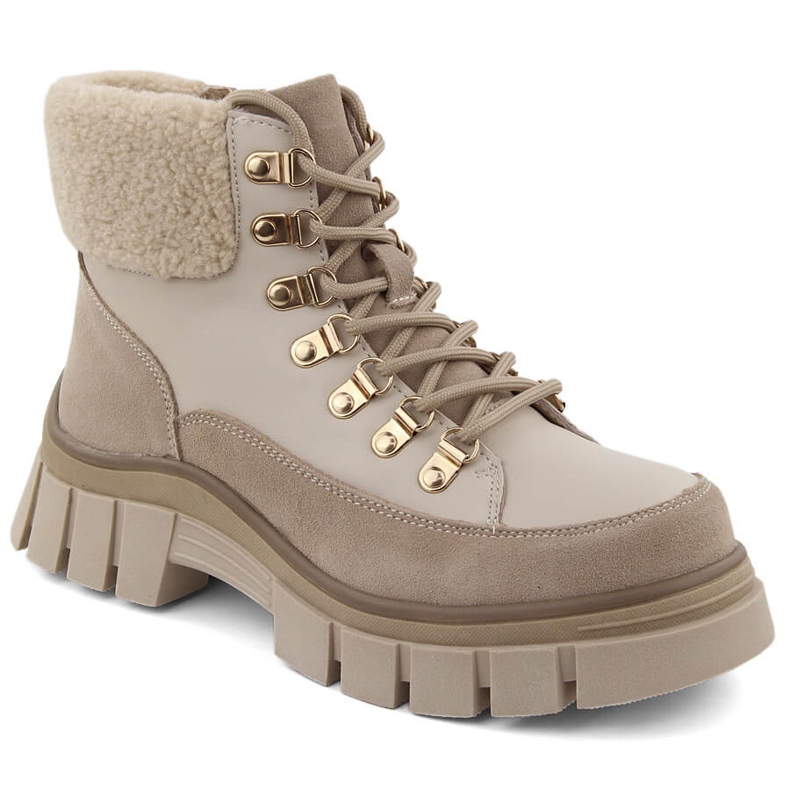 Botins femininos de couro bege Filippo DBT6471