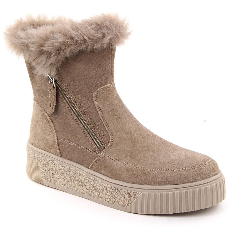 Botas femininas de camurça bege de couro com pele Filippo DBT6484 Botas femininas de camurça bege de couro com pele Filippo DBT6484