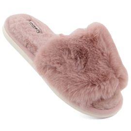 Chinelos femininos com pele, rosa claro, Unisoft 6644