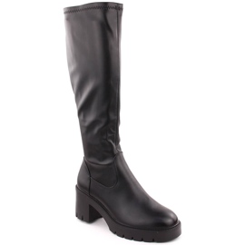 Botas femininas com salto alto e plataforma isoladas, pretas Vinceza 58332 preto