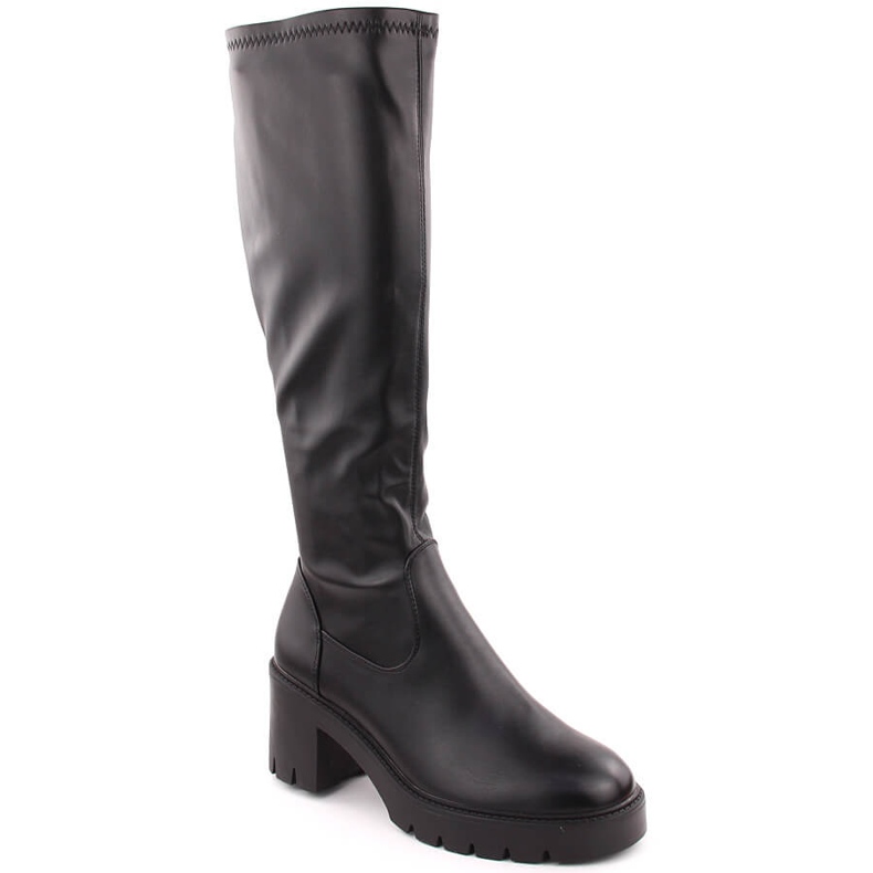 Botas femininas com salto alto e plataforma isoladas, pretas Vinceza 58332 preto