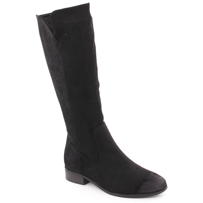 Botas femininas de camurça com aberturas isoladas, pretas Potocki 12522 preto