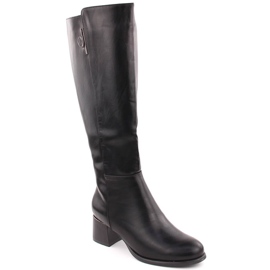Botas femininas com salto alto com isolamento preto Jezzi MR2481-3 preto