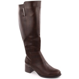 Botas femininas marrons de salto alto com isolamento Jezzi MR2481-3 castanho