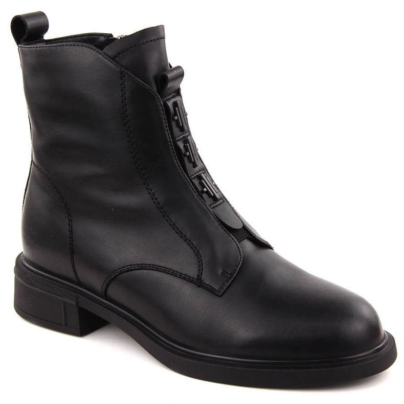 Botas femininas pretas de couro D&amp;A S.Barski Premium Collection CR42-080 preto