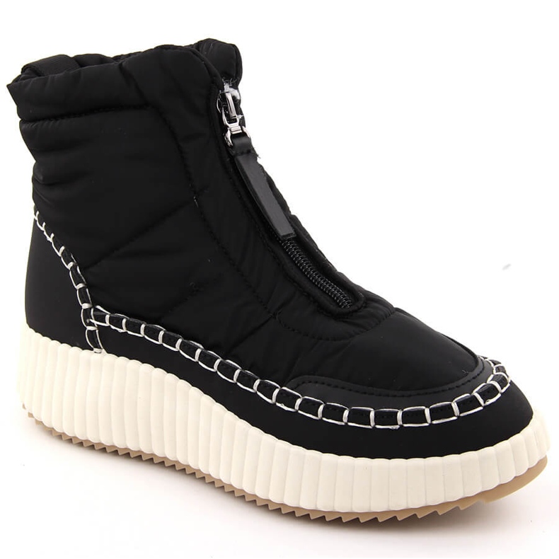 Botas de neve femininas com zíper, pretas Potocki Z24-72300 preto