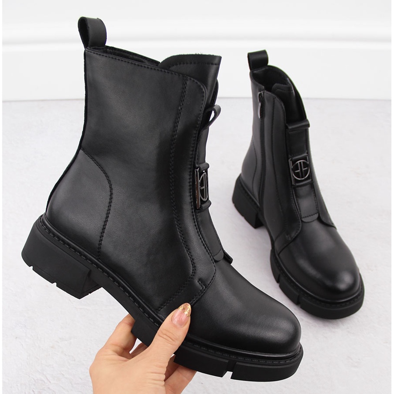 Botins femininos pretos de couro Filippo DBT6524 preto