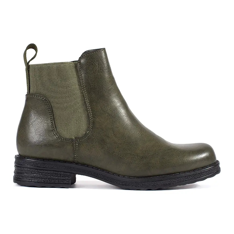 Botas Chelsea femininas verdes com salto baixo