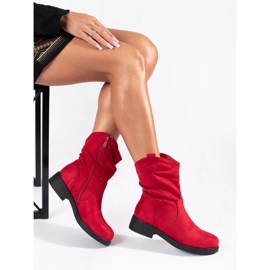 Botas cowboy femininas de camurça vermelha vermelho