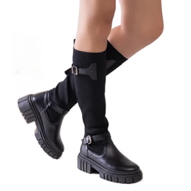Botas pretas Miste com cano elástico preto