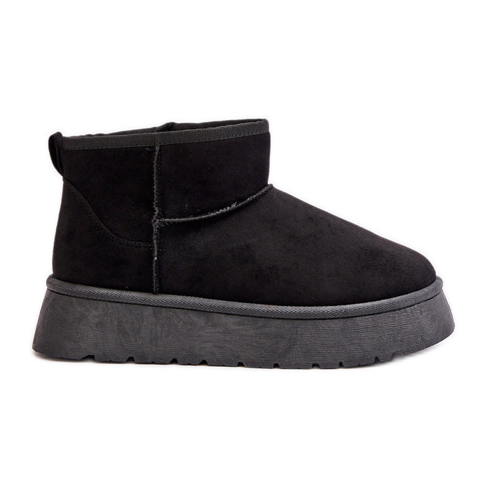 Botas femininas Saldren pretas para neve baixa na plataforma, forradas com pele preto