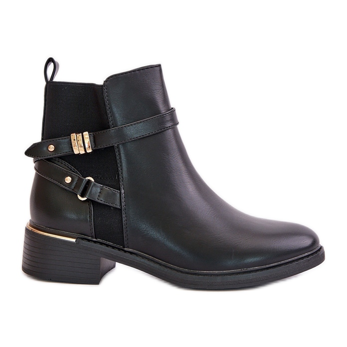 Botas femininas isoladas com alças decorativas pretas Kikirra preto