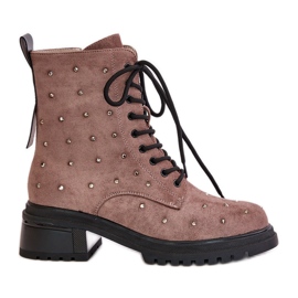 S.Barski Botas de trabalho femininas decoradas com isolamento D&amp;A MR880-017 Taupe bege