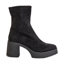 Botas femininas com plataforma e salto maciço S.Barski HY42-739 pretas preto Botas femininas com plataforma e salto maciço S.Barski HY42-739 pretas preto