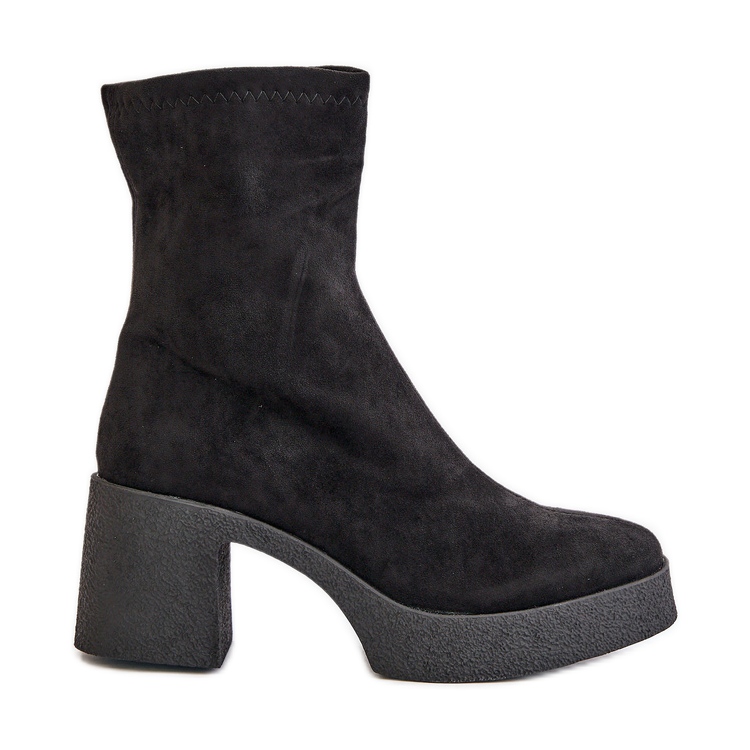 Botas femininas com plataforma e salto maciço S.Barski HY42-739 pretas preto
