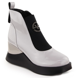 Botas femininas de couro cinza Vinceza 66703 Botas femininas de couro cinza Vinceza 66703