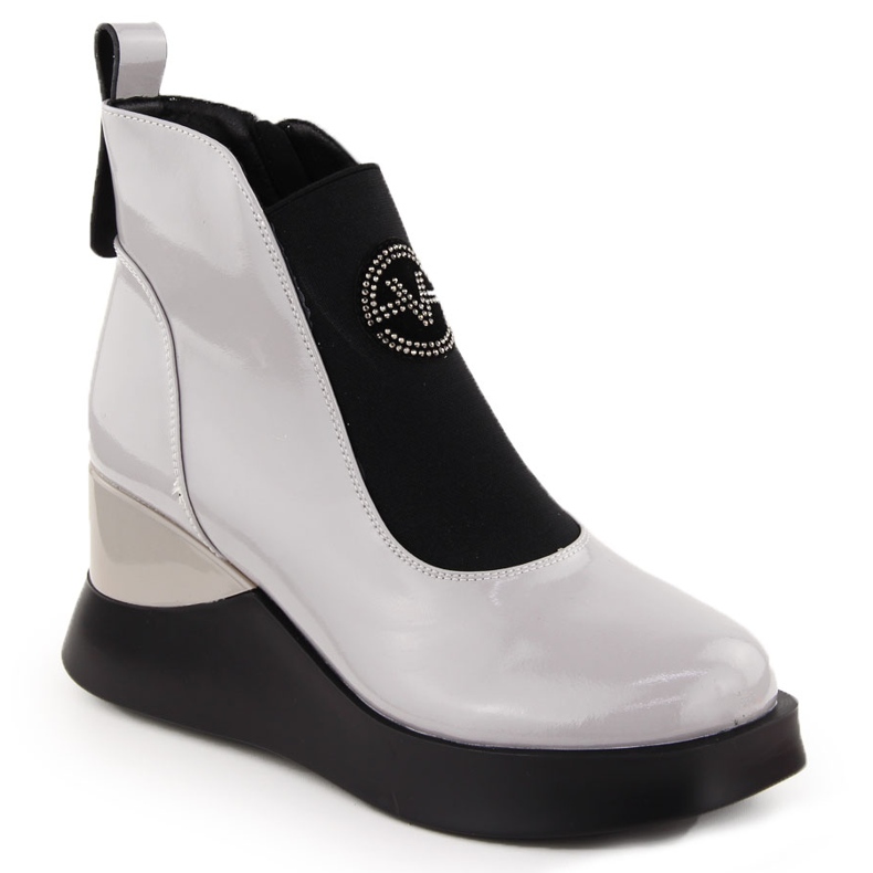 Botas femininas de couro cinza Vinceza 66703