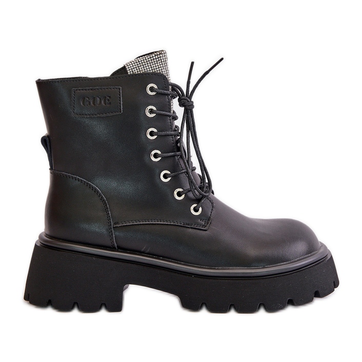 Botas femininas de couro isoladas com zircônias cúbicas GOE OO2N4125 pretas preto