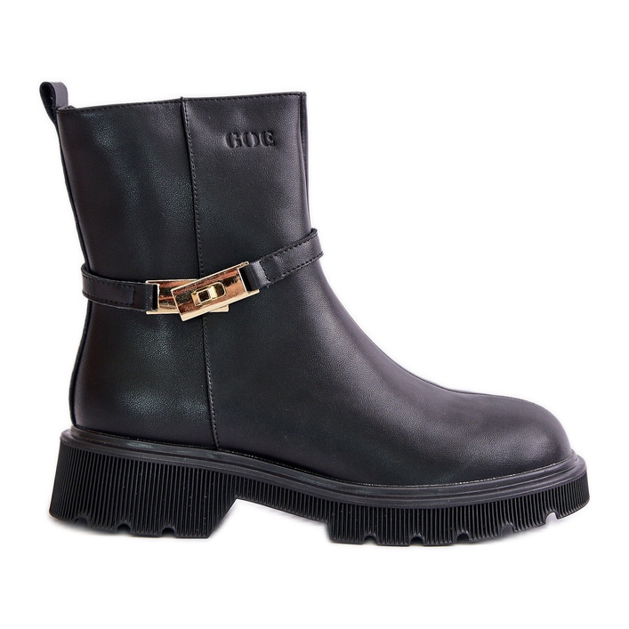 Botas femininas de couro com alça isolada GOE OO2N4150 pretas preto