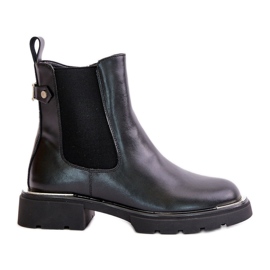 Botas Chelsea de couro com zíper GOE OO2N4147-E2 pretas preto