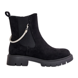Botas Chelsea isoladas com zíper e alça decorativa, Black Labenne preto