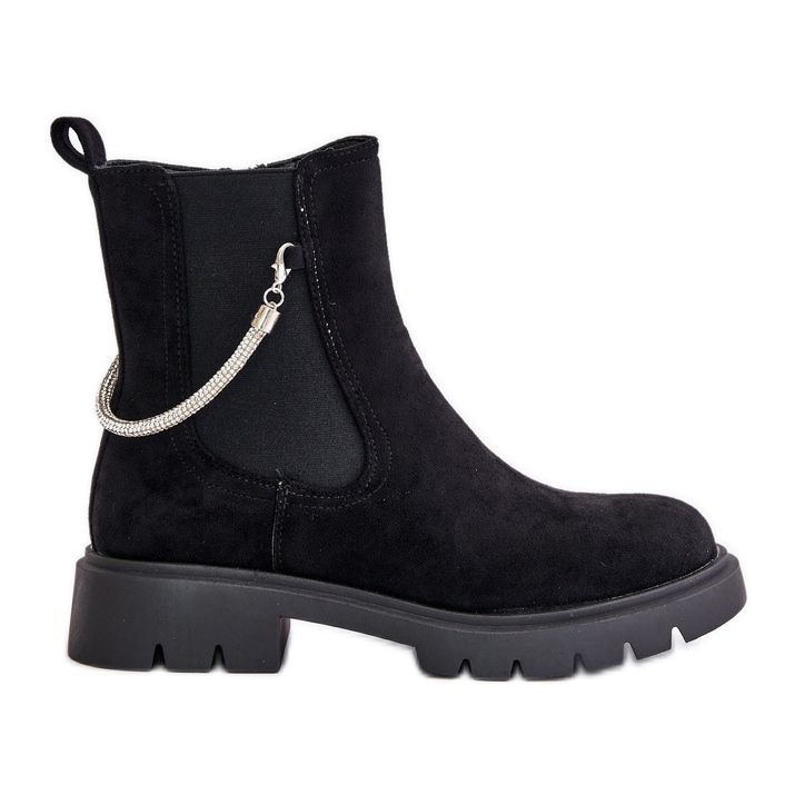 Botas Chelsea isoladas com zíper e alça decorativa, Black Labenne preto