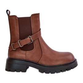 Botas Chelsea com isolamento de couro e cinto Sergio Leone TR719-S Marrom