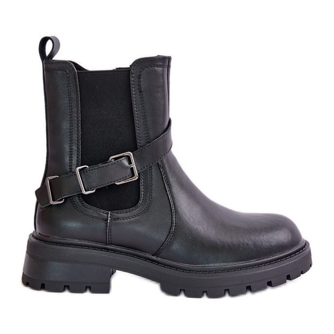 Botas Chelsea com isolamento de couro e cinto Sergio Leone TR719-S pretas preto