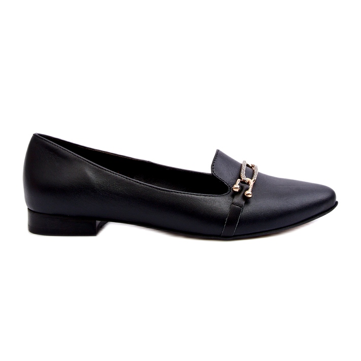 Zazoo 2885 Ballerinas de couro feminino com decoração preta preto