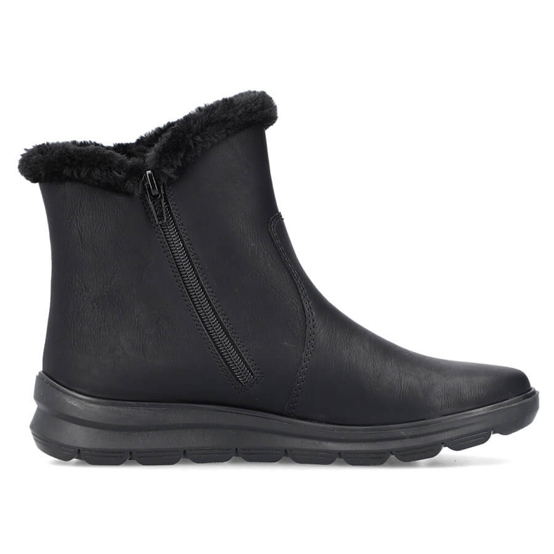 Botas femininas de inverno com pele, pretas Rieker Z0080-00 preto