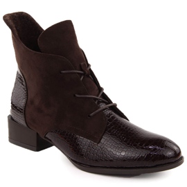 Botins femininos de couro envernizado marrom Potocki 12498