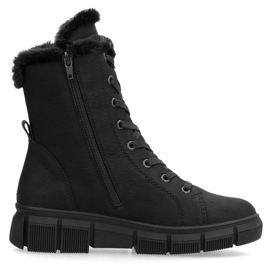 Botas femininas de inverno com pele, pretas Rieker X3402-00 preto
