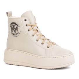 Olivier Botas femininas de inverno em couro com isolamento 1174, bege