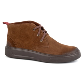 Sapatos masculinos de couro Chukka KAMPOL 109/804 Sw castanho marrom