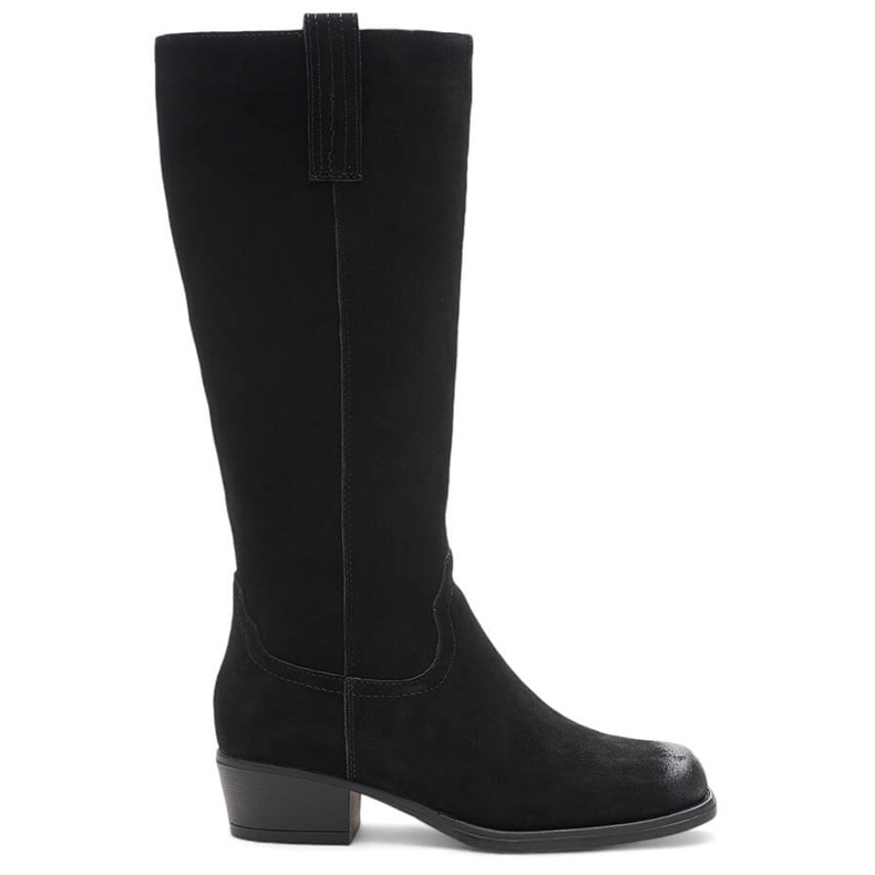 Botas de cowboy pretas femininas de couro por Sergio Leone KZ268 preto