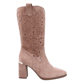 Strokes Botas cáqui de salto alto com aberturas marrom